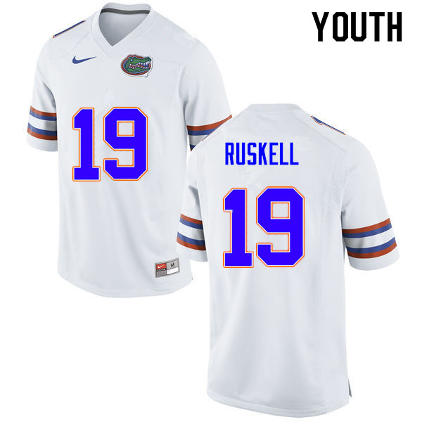 Youth #19 Jack Ruskell Florida Gators College Football Jerseys Sale-White